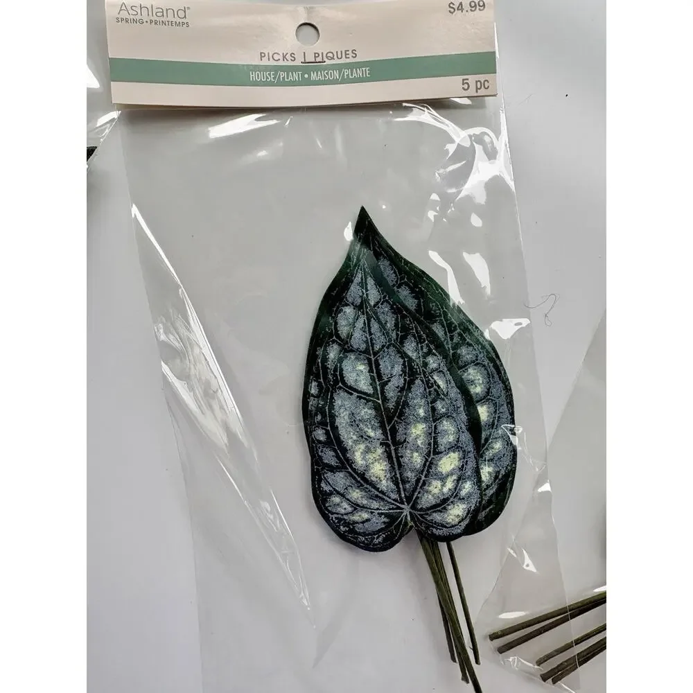 Artificial Piper Ornatum Leaves Floral Picks Set of 30 Bulk Silk Celebes Pepper